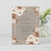 Invitation Mariage Automnal Taupe Splendide (Debout devant)