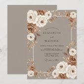 Invitation Mariage Automnal Taupe Splendide (Devant / Derrière)