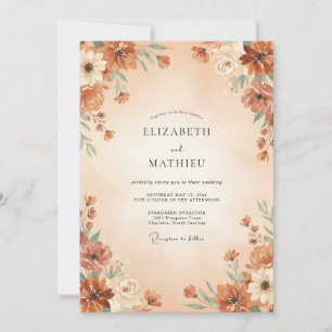 Invitation Mariage Automnal Terracotta à l'Aquarelle