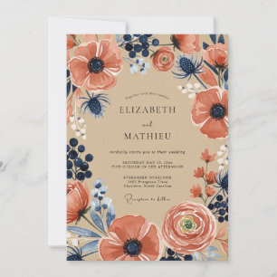 Invitation Mariage Automnal Terracotta Vintage