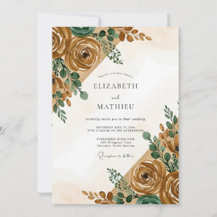 Invitation Mariage Automnal Terreux Ocre