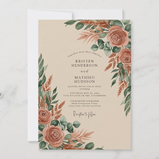 Invitation Mariage Automnal Terreux Rustique (Devant)