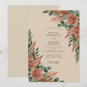 Invitation Mariage Automnal Terreux Rustique (Devant / Derrière)