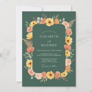 Invitation Mariage Automnal Terreux Vert Chasseur