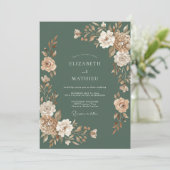 Invitation Mariage Automnal Terreux Vert Olive (Debout devant)
