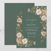 Invitation Mariage Automnal Terreux Vert Olive (Devant / Derrière)