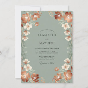 Invitation Mariage Automnal Terreux Vert Sauge