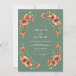 Invitation Mariage Automnal Terreux Vert Sauge
