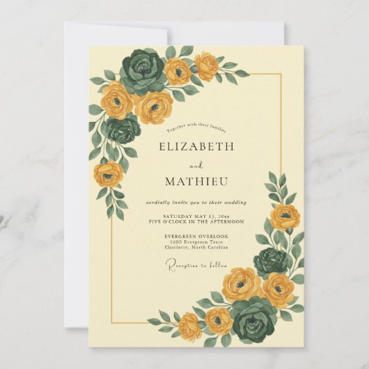 Invitation Mariage Automnal Terrien Moutarde (Devant)