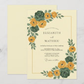 Invitation Mariage Automnal Terrien Moutarde (Devant / Derrière)