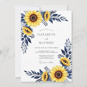 Invitation Mariage Automnal Tournesol Doré