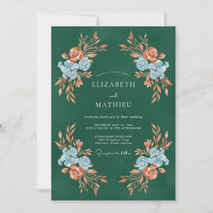Invitation Mariage Automnal Vert Forêt Riche