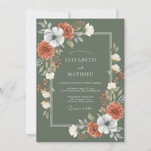 Invitation Mariage Automnal Vert Sage Luxuriant