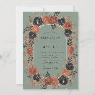 Invitation Mariage Automnal Vert Sauge Luxuriant