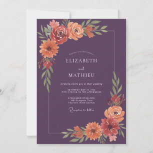 Invitation Mariage Automnal Vibrant au Plum