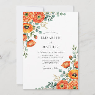 Invitation Mariage Automnal Vibrant aux Teintes de Mandarine