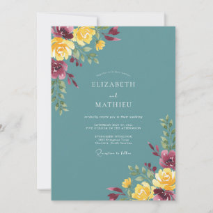 Invitation Mariage Automnal Vibrant Sarcelle
