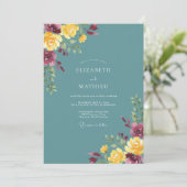 Invitation Mariage Automnal Vibrant Sarcelle (Debout devant)