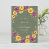 Invitation Mariage Automnal Vibrant Vert Olive (Debout devant)