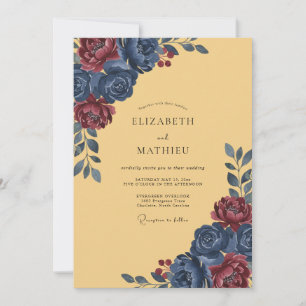 Invitation Mariage Automnal Vintage Ochre