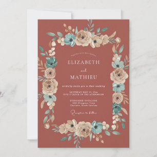 Invitation Mariage Automnal Vintage Terracotta