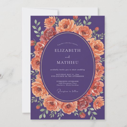 Invitation Mariage Automnal Violet Éclatant (Devant)