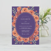 Invitation Mariage Automnal Violet Éclatant (Debout devant)