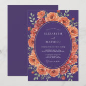 Invitation Mariage Automnal Violet Éclatant (Devant / Derrière)