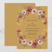 Invitation Mariage Automnal Vivid Ocre (Devant / Derrière)