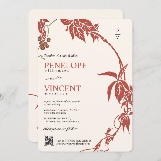 Invitation Mariage automne (Devant / Derrière)