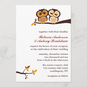 Invitation Mariage Automne Chouette à thème
