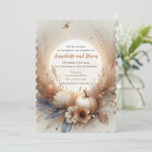 Invitation Mariage automne et automne (Debout devant)