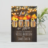 Invitation Mariage Automne Feuilles et Lumières Tombez Amoure (Debout devant)