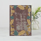 Invitation Mariage Automne Feuilles Vertes Rustique (Debout devant)