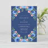 Invitation Mariage aux Anémones de Cobalt (Debout devant)