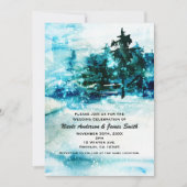 Invitation Mariage aux arbres de pin de la forêt enneigée de (Devant)