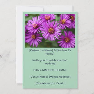 Invitation Mariage aux Asters de Nouvelle-Angleterre roses