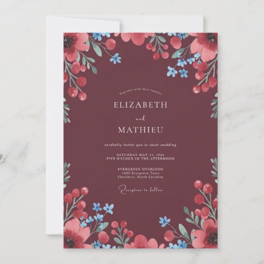 Invitation Mariage aux Baies de Pavot Rouge (Devant)