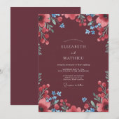 Invitation Mariage aux Baies de Pavot Rouge (Devant / Derrière)
