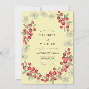 Invitation Mariage aux Baies Jaune Pâle