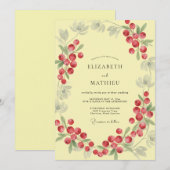 Invitation Mariage aux Baies Jaune Pâle (Devant / Derrière)