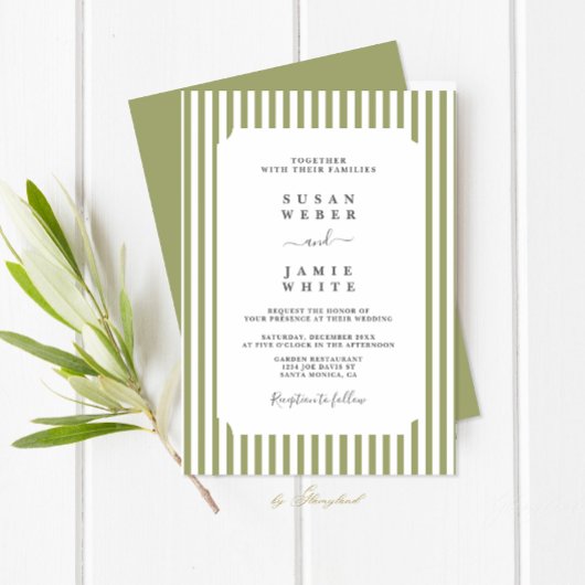 Invitation Mariage aux Bandes Vertes