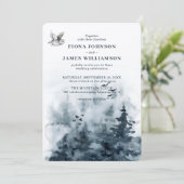 Invitation Mariage aux chênes aquarellés de la forêt (Debout devant)