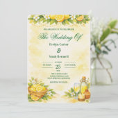 Invitation Mariage aux Citrons Aquarelle Fruité (Debout devant)