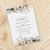 Invitation Mariage aux citrouilles à l'aquarelle avec des fle