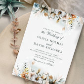 Invitation Mariage aux citrouilles à l'aquarelle avec des fle