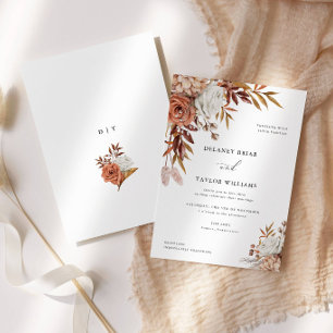 Invitation Mariage aux coins floraux rustiques d'automne