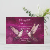Invitation Mariage aux colibris magenta romantique et blanc (Debout devant)
