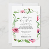 Invitation Mariage aux coquelicots roses aquarelle (Devant)