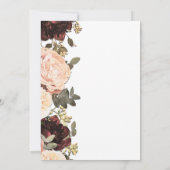 Invitation Mariage aux feuillages floraux rose et bordeaux (Dos)